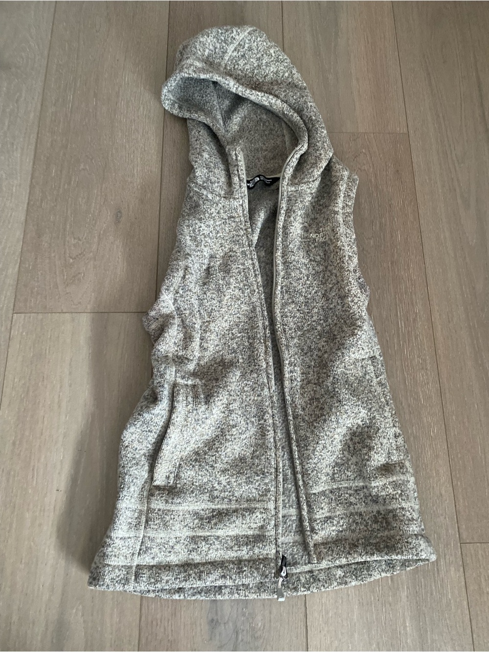 The North Face Hooded Fleece Vest - Gray Heather - Picture 1 of 2